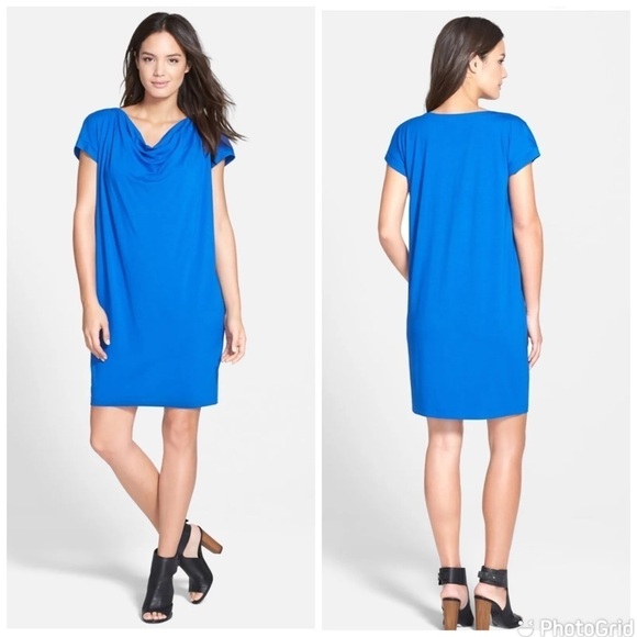 Eileen Fisher Dresses & Skirts - Eileen Fisher Drape Neck Dress Viscose Jersey deep Sky Blue